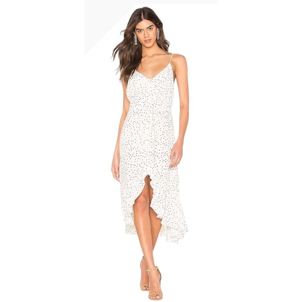 Rails Dress Women Small Ivory Black Frida Speckled Dot Button High Low Midi Boho